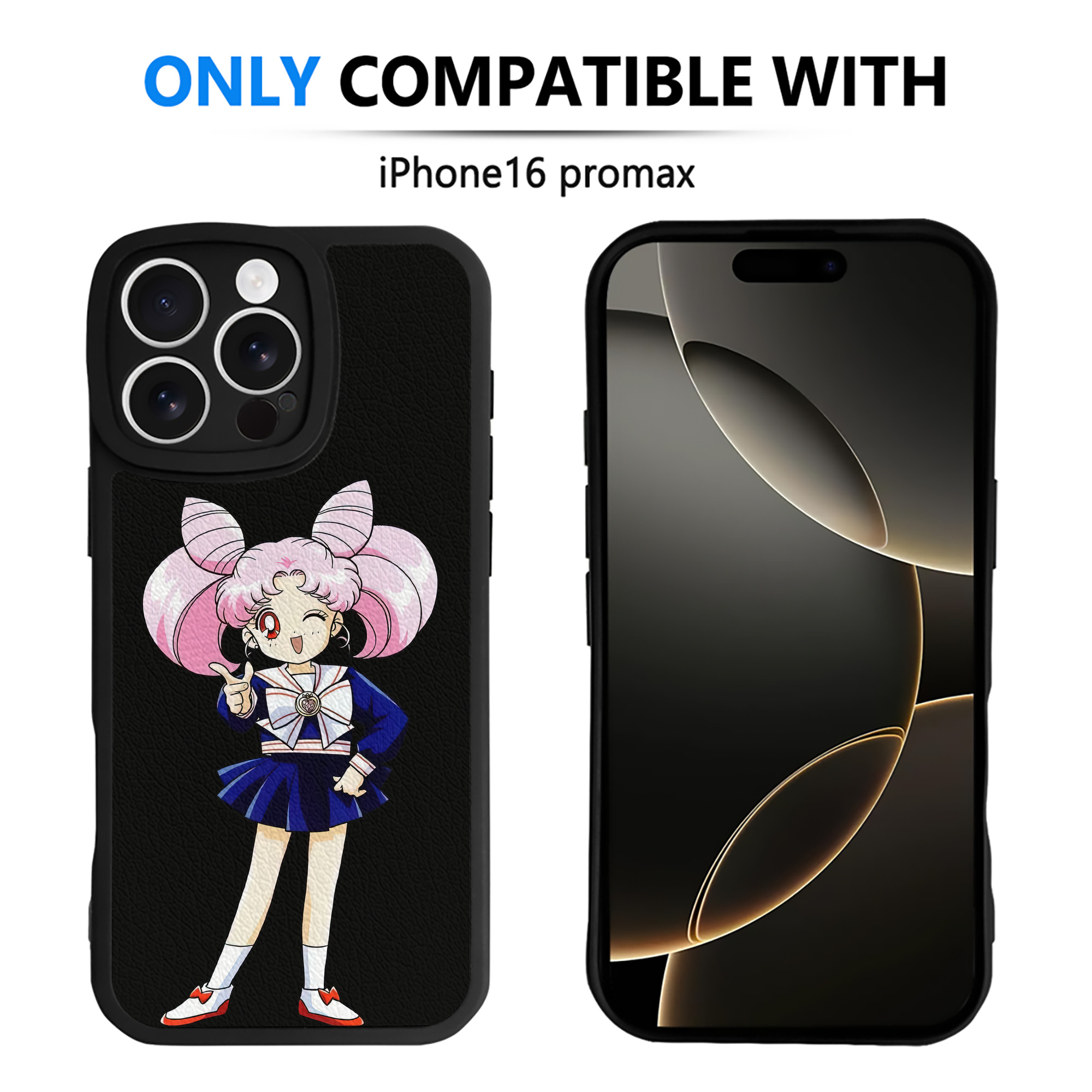 （画像用） 美少女戦士セーラームーン ちびうさ Sailor Moon Chibiusa Tsukino Usagi Small Lady Serenity 【iPhone 16シリーズ対応】シリコンスマホケース（レザー調） 材質：シリコン